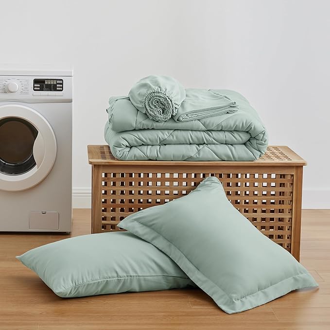 Love's cabin Twin XL Comforter Set Aqua, 5 Pieces Twin XL Bed in a Bag - Image 6