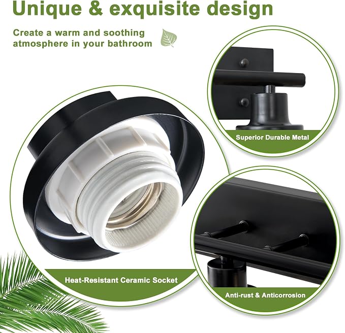 Vanity Light, 3-Light Modern Crystal Black Bathroom Light - Image 4