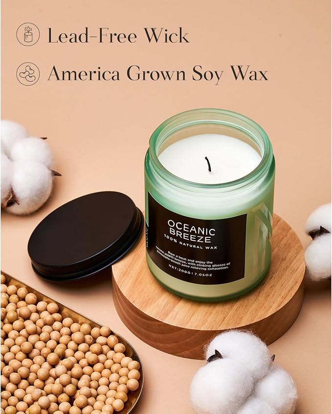 M&SENSE Oceanic Breeze Home Scented Candles, 7.05oz Natural Soy Wax, 50-Hour - Image 3