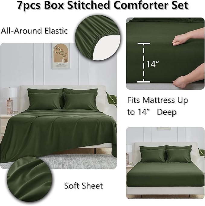 CozyLux Full Size Comforter Sets Olive Green - Image 6