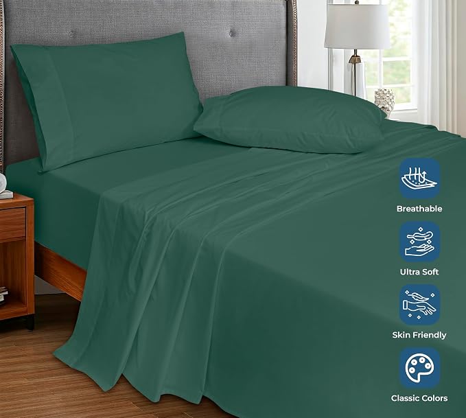 Royale Linens 100% Organic Cotton Queen Flat Sheet Only - Image 4