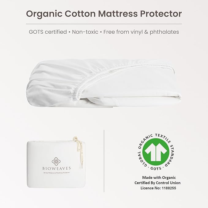Bioweaves Organic Cotton Jersey Full Size Waterproof Mattress Protector |54" x - Image 2