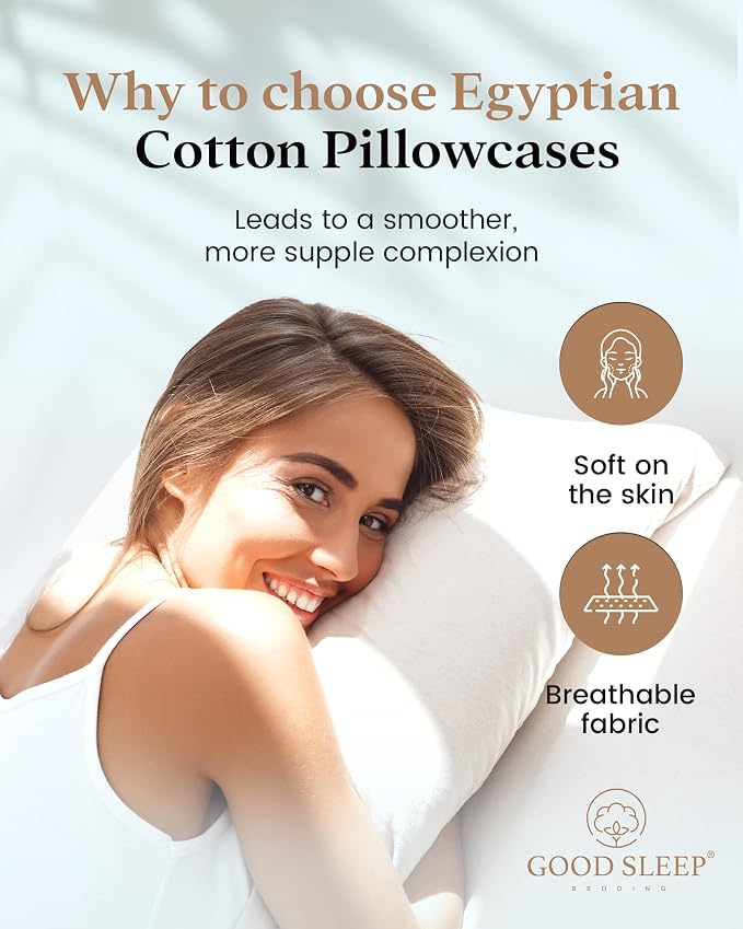Set of 4 Pillow Cases King, 800 TC 100% Egyptian Cotton, Silky Soft Sateen - Image 2