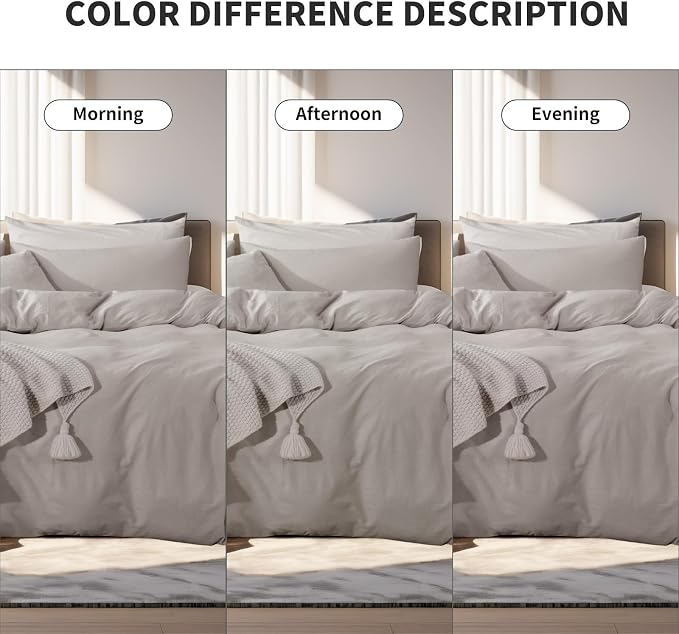NEXHOME PRO Duvet Cover King Size, 100% Washed Cotton Orgnic Linen Like - Image 3