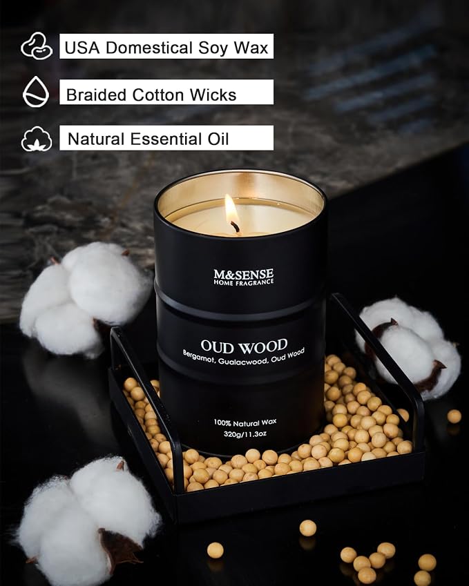 M&SENSE Oud Wood Scented Candles Christmas Decor, Natural Soy Wax Hoilday Candle - Image 4
