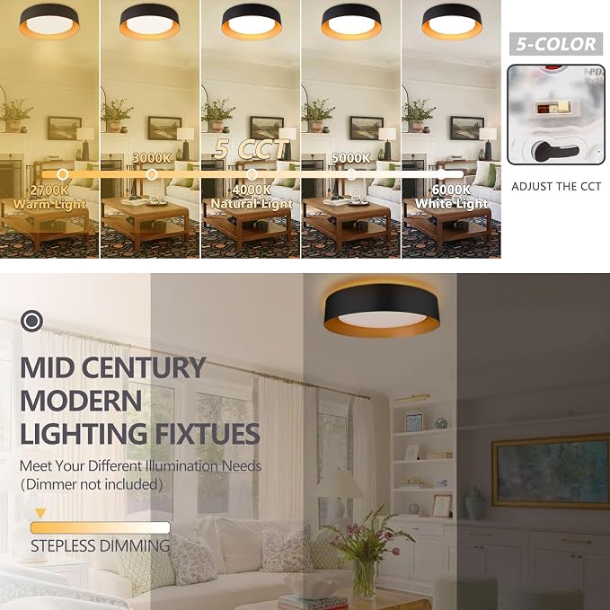 Bargeni Flush Mount Ceiling Light, 12.5 inch LED Ceiling Light - Image 3