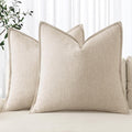 MIULEE Decorative Linen Euro Sham Pillow Covers 28x28 Inch Natural Beige Boho by MIULEE