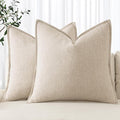 MIULEE Decorative Linen Euro Sham Pillow Covers 26x26 Natural Beige Boho by MIULEE