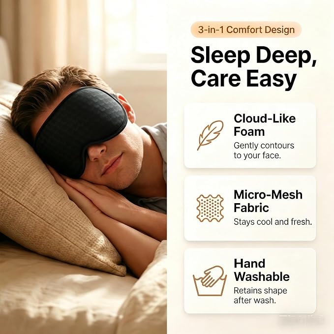 Blackout Weighted Eye Mask for Sleeping: 3D Contoured Gentle-Pressure Sleep - Image 7