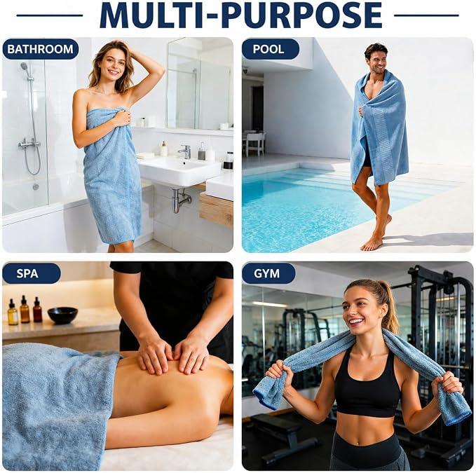 SEISSO 2 Pack Extra Large Bath Towels 63"x35", Bath Sheets - Image 7