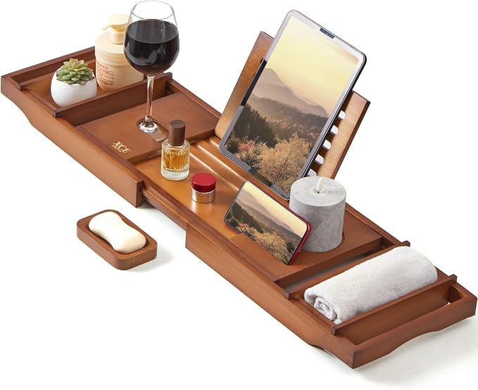 XcE Bamboo Bathtub Caddy Tray - Image 2