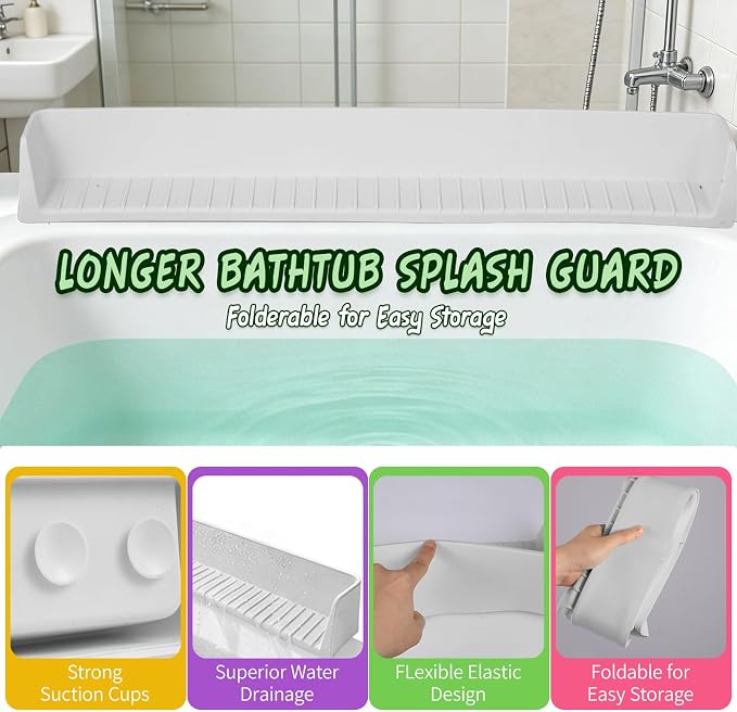 Bathtub splash guard for tub kids& Bath Shelf for Kids – Toddler Bath Tray - Image 3