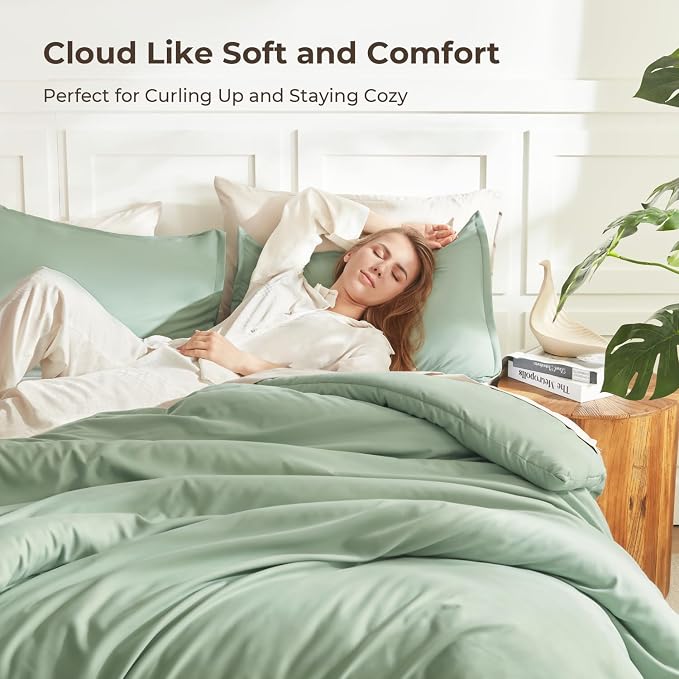 Litanika Comforter Full Size Set Sage Green, 3 Pieces Lightweight Bed Set - Image 2