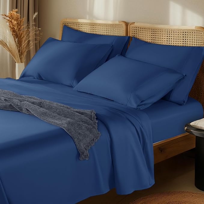 LBRO2M 1000 Thread Count 100% Egyptian Cotton Sheets Set 6 Piece Sets Full Size by LBRO2MBedding