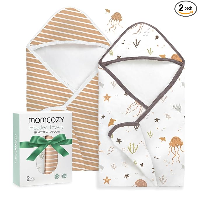 Momcozy Baby Towel with Hooded-2 Pack Soft Bath Towel Set-Shower Gifts or Bath by Momcozy
