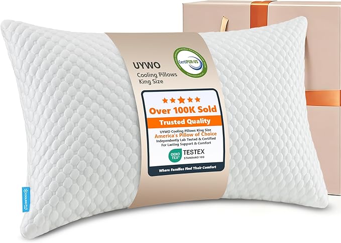 UYWO Cooling Memory Foam Pillows Firm and Soft, King Size 1 Pack, Original by Unknown