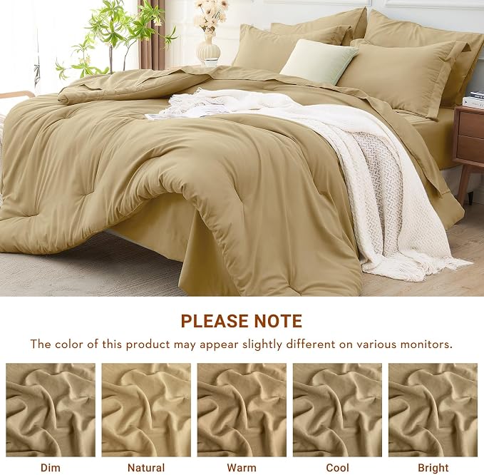 MUXHOMO 7 Pieces King Comforter Set, Soft Bed in a Bag King Size, All Season - Image 5