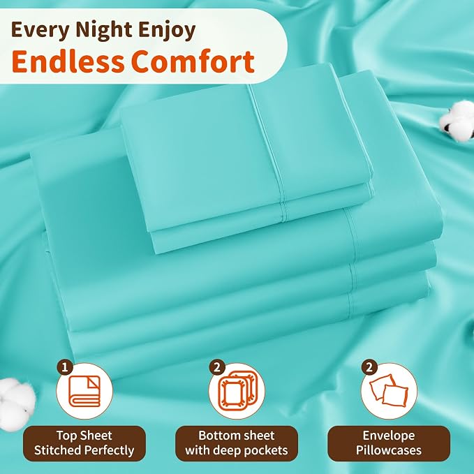 LBRO2M Split King Sheet Sets for Adjustable Bed 1000 Thread Count 100% Egyptian - Image 5