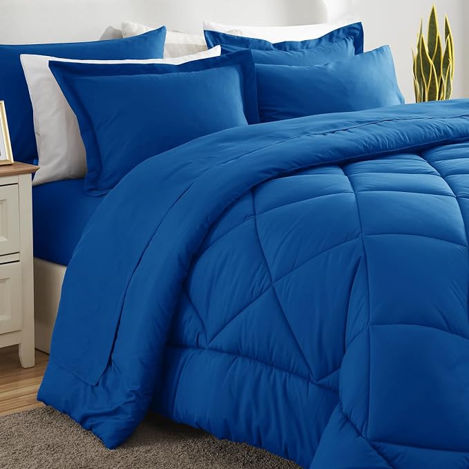 CozyLux Queen Comforter Set Classic Blue - Image 8
