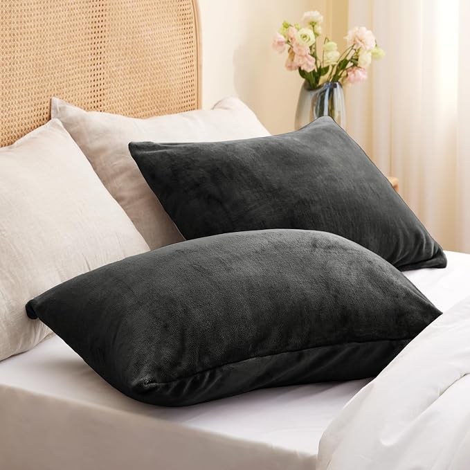 BEDELITE Flannel Pillow Cases Queen Size Set of 2, Super Soft Fleece Pillowcases - Image 2