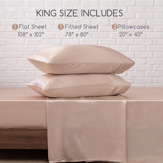 MR&HM Satin Bed Sheets, King Size Sheets Set - Image 7