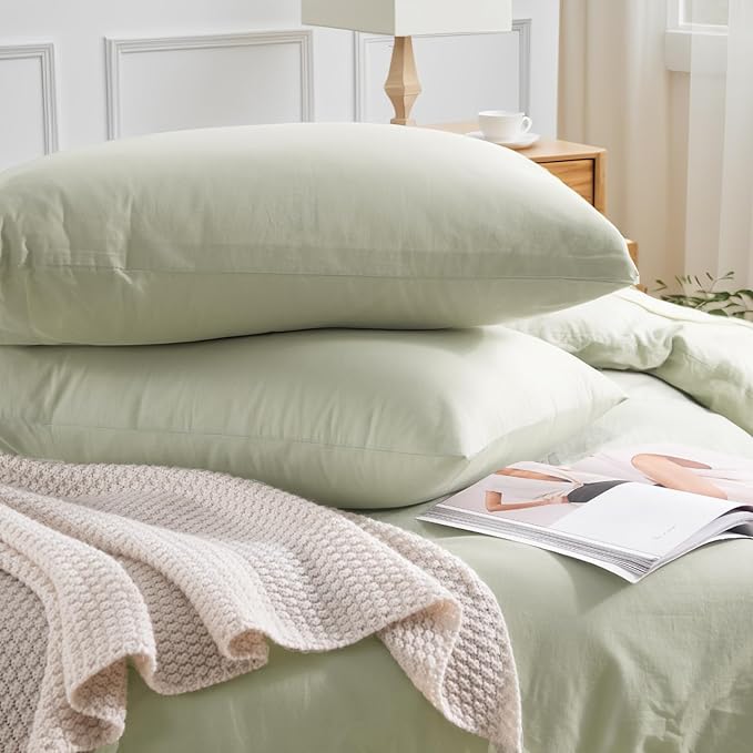NEXHOME PRO Duvet Cover Set Super Queen 92"x98" Linen Feel Textured Organic - Image 5