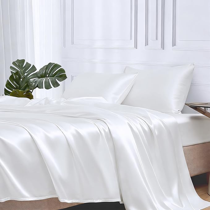 MR&HM Satin Bed Sheets, Full Size Sheets Set by MRHM