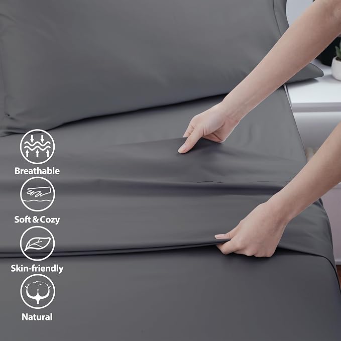 Cotton Twin Flat Sheet Only, 600 Thread Count 100% Egyptian Cotton Top Sheet - Image 3