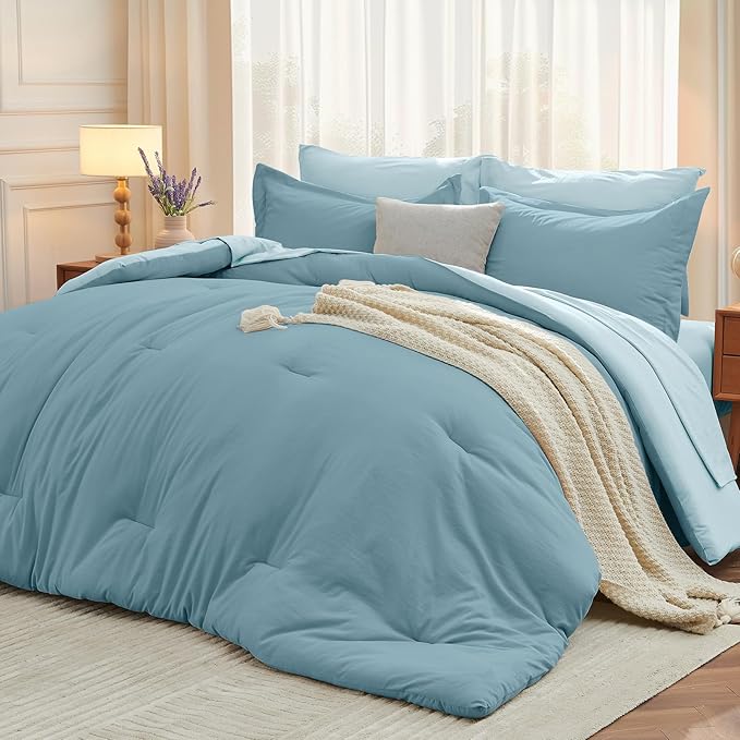 MUXHOMO 7 Pieces Queen Comforter Set, Soft Bed in a Bag Queen Size, All Season by MUXHOMO