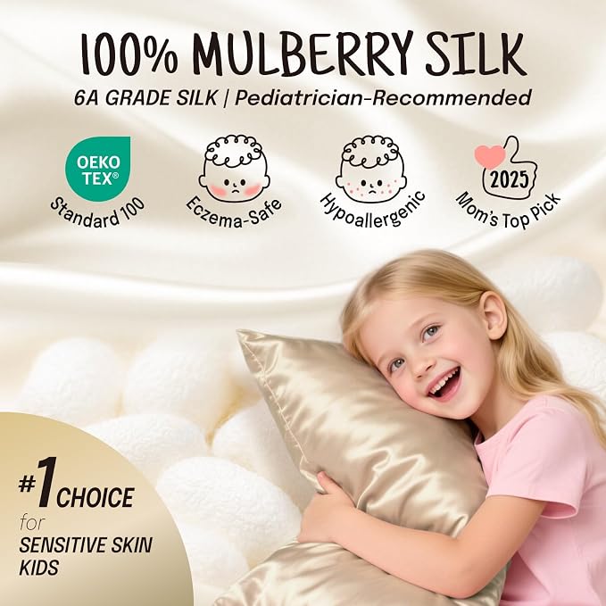 OLESILK 100% Mulberry Silk Toddler Pillowcase - Image 2
