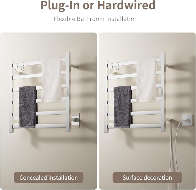 Wall Mounted Towel Warmer Square 6 Bars - Image 3