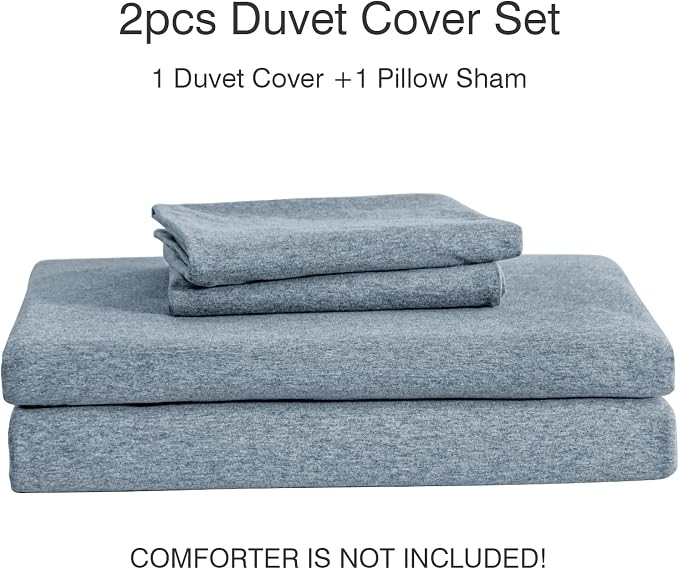 PURE ERA Jersey Knit Duvet Cover Set 100% T-Shirt Cotton Super Soft Comfy 2pc - Image 6