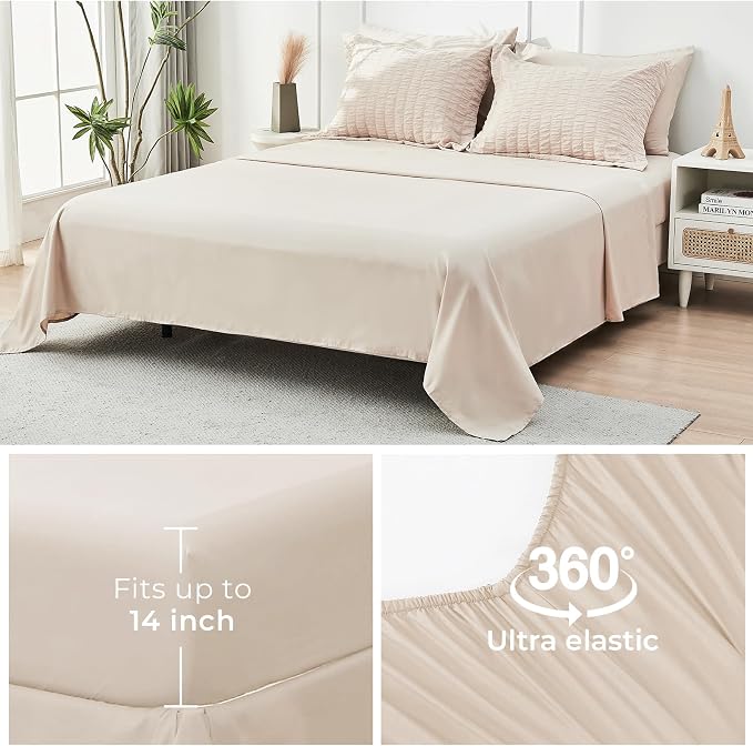 HYMOKEGE Beige Full Size Comforter Sets Seersucker 7 Pieces, All Season Luxury - Image 7