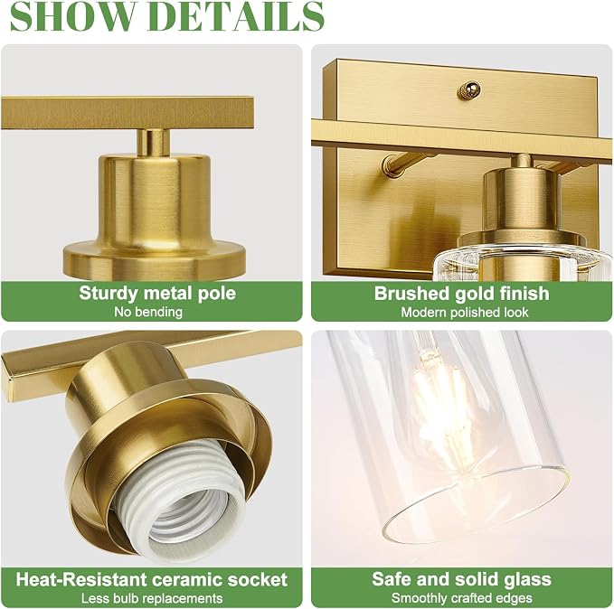 MOKATNG 3-Light Bathroom Light Fixtures, Vanity Light - Image 4