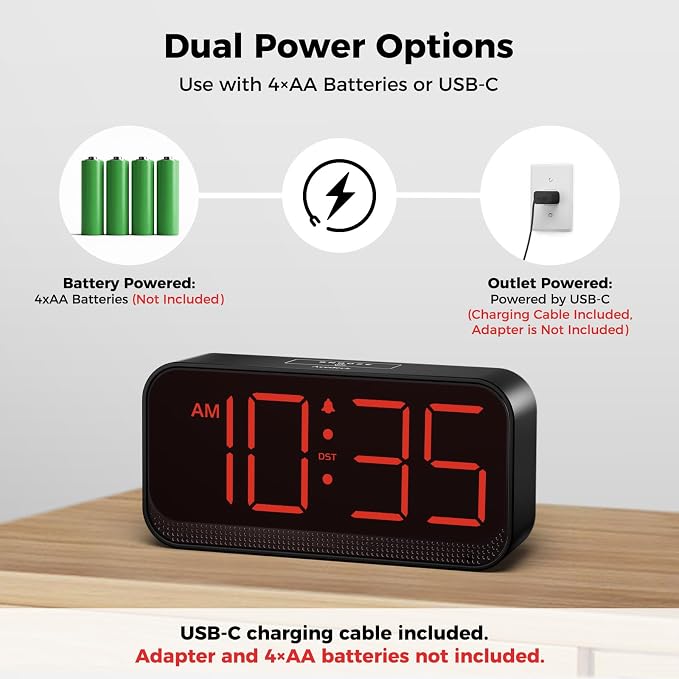 Acedeck Battery Operated Digital Clock: Cordless Small Alarm Clock - Image 3