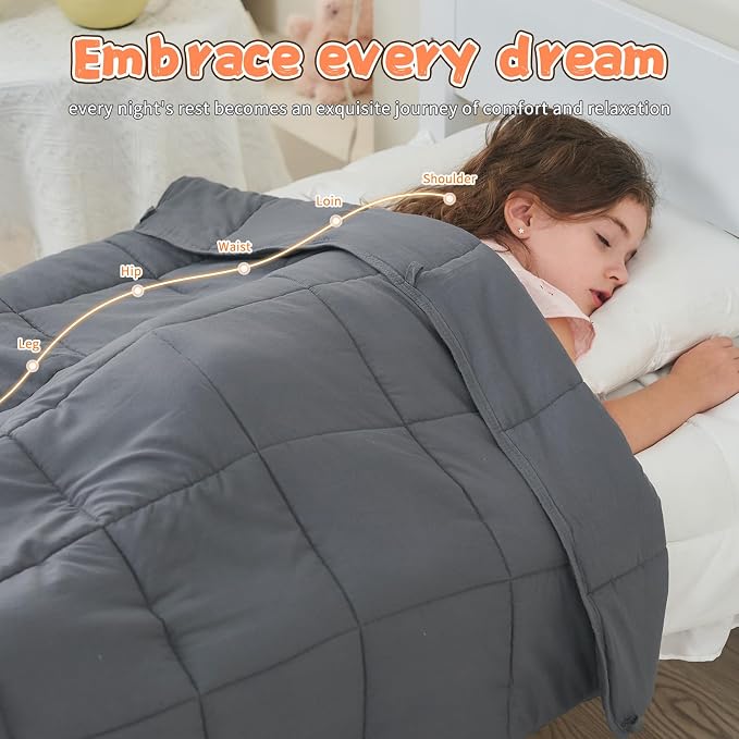 Weighted Blanket Kids 7lbs, Twin Size Cooling Heavy Throw Blanket - Image 4