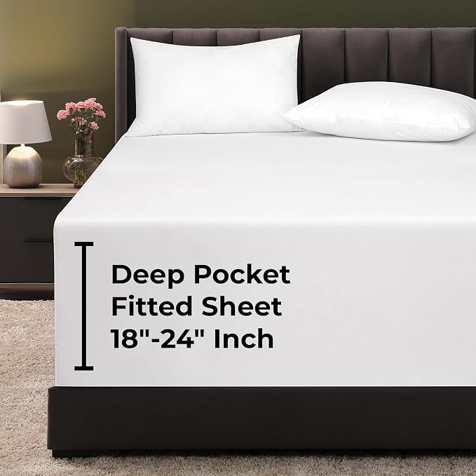Royale Linens Extra Deep Pocket Full Fitted Sheet Only by ROYALELINENS