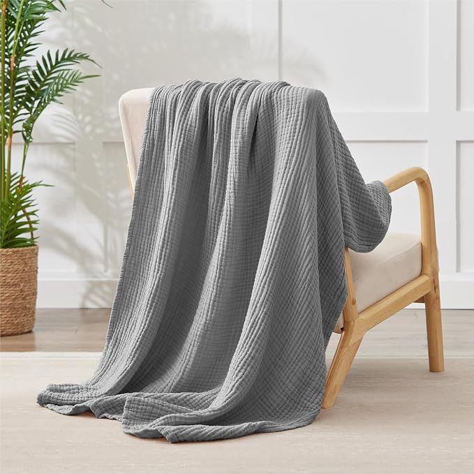 100% Cotton Muslin Blanket 40" x 40", Breathable and Lightweight Cotton Throw - Image 6