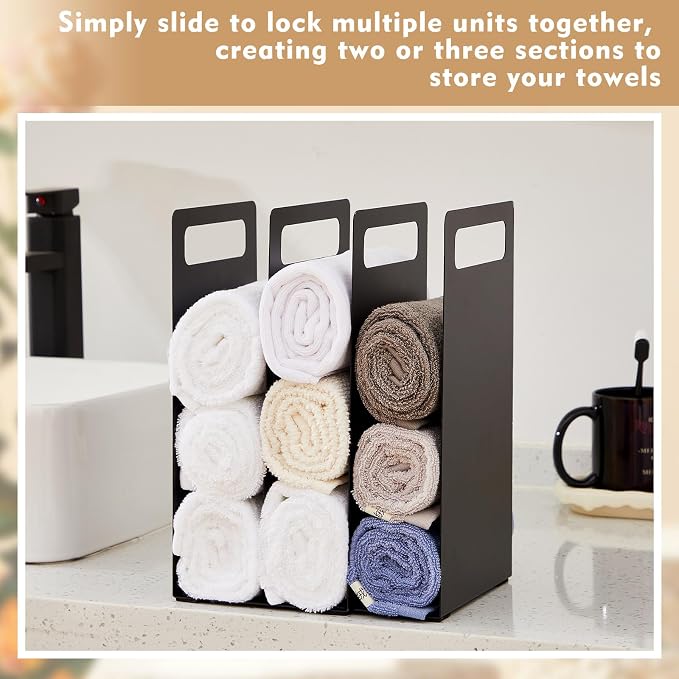 LEIFIDE Set of 4 Interlocking Towel Organizer Metal Bathroom Towel Storage Rack - Image 5