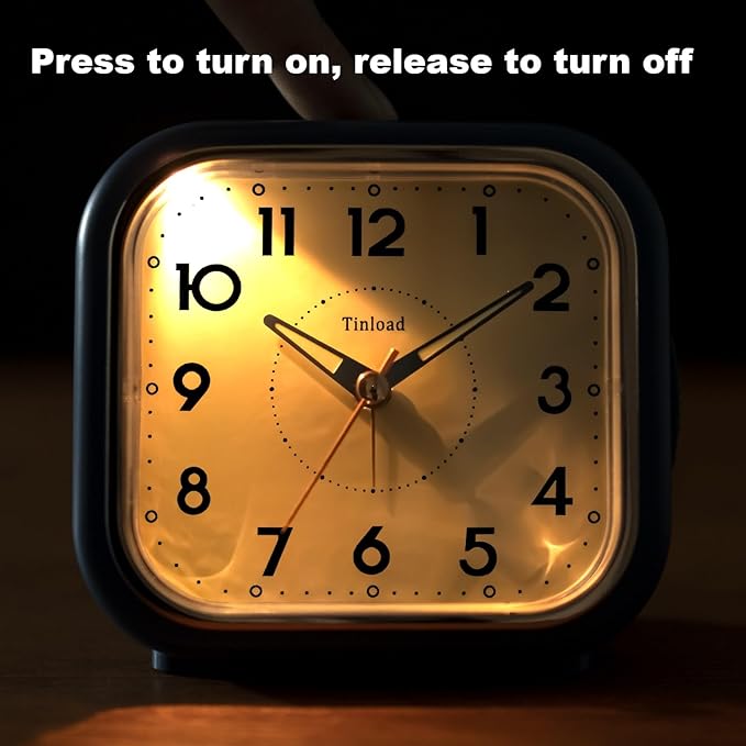 Tinload 4.3" Vintage Retro Analog Alarm Clock, Super Silent Non Ticking Clock - Image 6