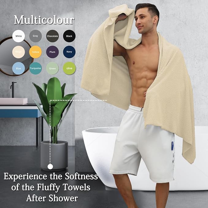 8-Piece Beige Bath Towels Set, 2 Oversized Large Bath Towels Sheet, 2 Hand - Image 5