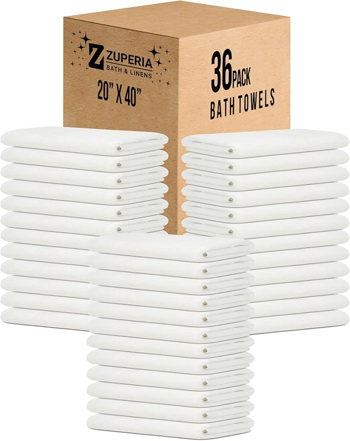 ZUPERIA White Bath Towels Bulk 36 Pack - Image 9