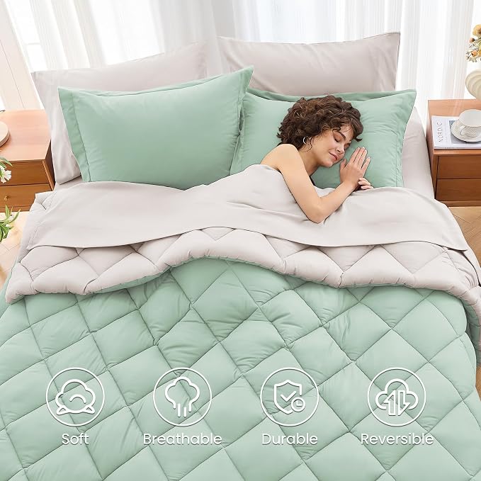 MUXHOMO 7 Pieces California King Comforter Set, Reversible Bed in a Bag Cal - Image 6