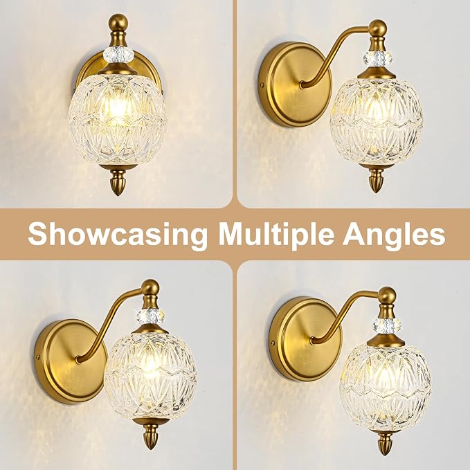 1 Piece Vintage Wall Sconce, 1-Light Mid Century Matte Brass Finish Wall Sconce - Image 2
