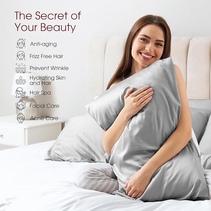 100% Silk Pillow Cases 2 Pack Queen Size Mulberry Silk Pillowcase - Image 3