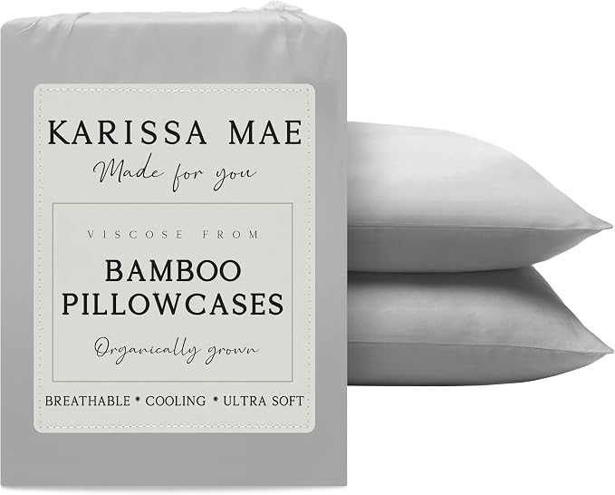 Karissa Mae Cooling Bamboo Viscose Standard Size Pillowcase Set | 100% by KARISSAMAE