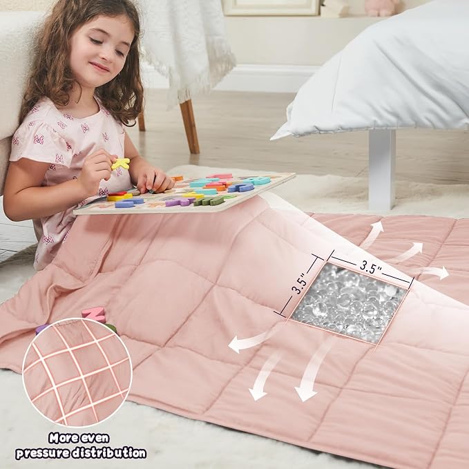 Pink Weighted Blanket Kids 3lbs, Cooling Heavy Throw Blanket - Image 3