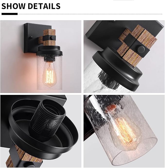 1-Light Rustic Wall Sconces Farmhouse Bathroom Light Fixtures Over Mirror - Image 4
