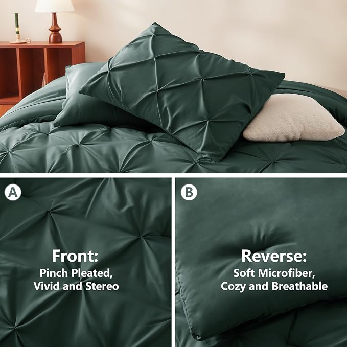 CozyLux Full Size Comforter Sets Forest Green, 7 Pieces Bed in A Bag Green - Image 3
