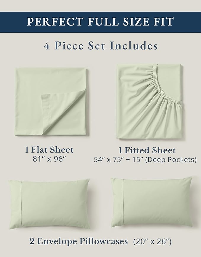 LANE LINEN 100% Organic Cotton Eco Friendly Full Size Sheet & Pillowcase Sets - Image 4